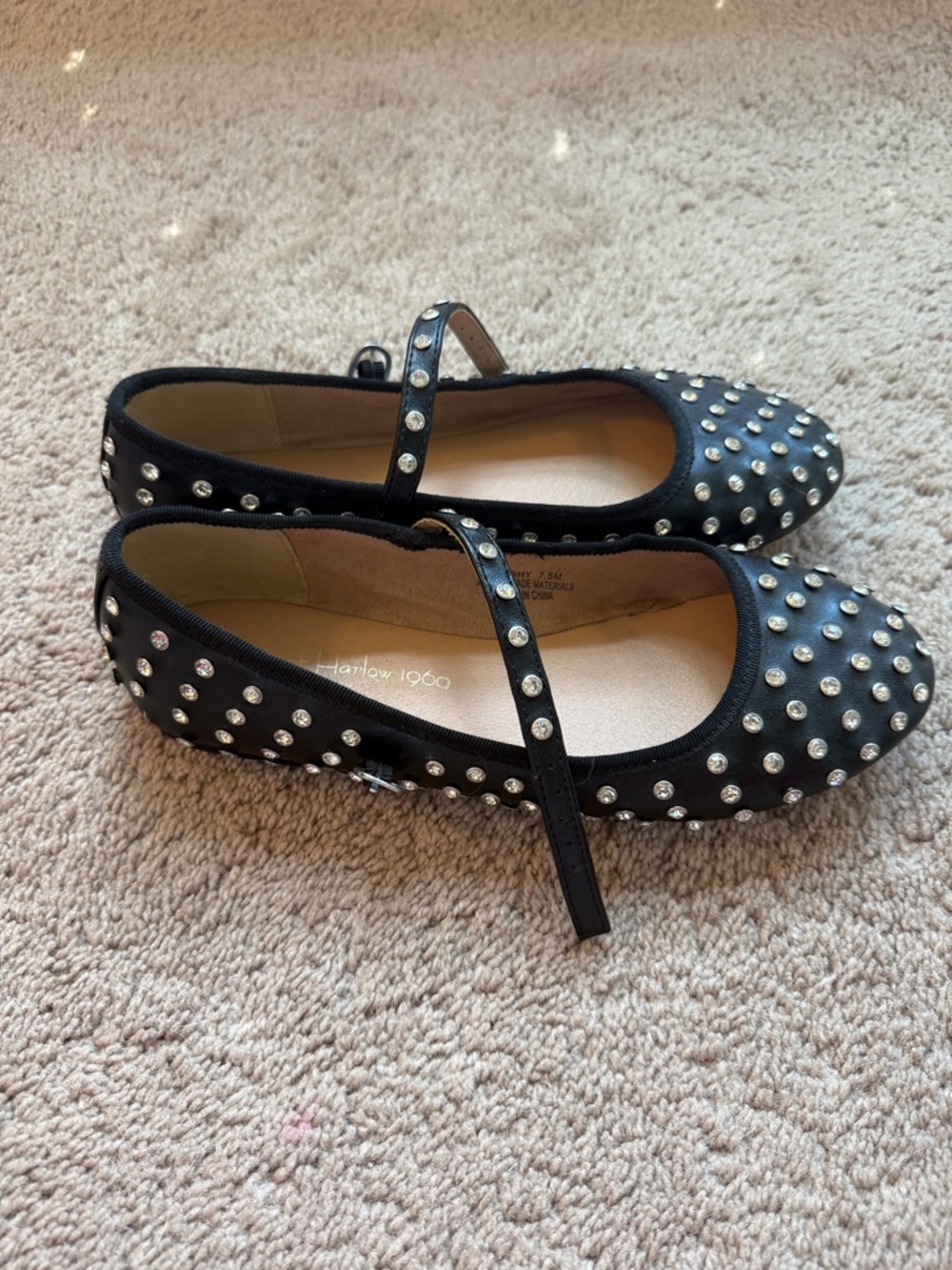 House of Harlow 1960 Black Studded Mary Jane Flats